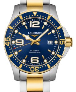 Longines HydroConquest Two-Toned Stainless Steel And Gold With Blue Dial Mens Watch