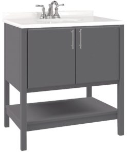 Bertch Essence 30 In. W x 34-1/2 In. H x 21 In. D Graphite Furniture Style Vanity Base, 2 Door