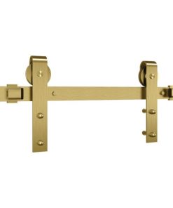 National 927 72 In. Brushed Gold Designer Interior Barn Door Kit with Soft Close