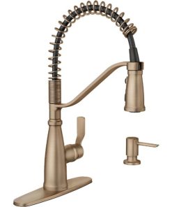 Moen Nolia Single Handle Pull-Down Kitchen Faucet, Bronzed Gold