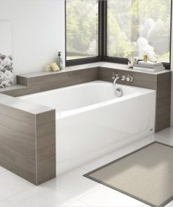 Briggs Pendant 54 54 In. L x 30 In. W x 15 In. D Right Drain Bathtub in White