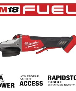 Milwaukee M18 FUEL Lithium-Ion 5 In. Brushless Flathead Braking Cordless Angle Grinder with Paddle Switch, No-Lock (Bare Tool)