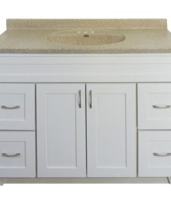 CraftMark Shaker Retreat White 48 In. W x 34 In. H x 21 In. D Vanity Base, 2 Door/4 Drawer
