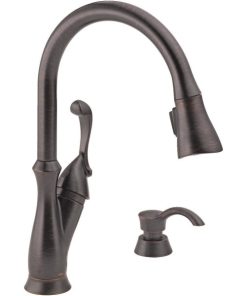 Delta Arabella Single Handle Lever Pull-Down Kitchen Faucet with Soap Dispenser, Venetian Bronze
