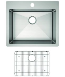 Elkay Crosstown Single Bowl 25 In. x 22 In. x 9 In. Deep Stainless Steel Kitchen Sink Kit, Dual-Mount