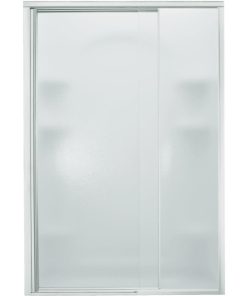 Sterling Vista Pivot II 48 In. W. X 65-1/2 In. H. Chrome Pebbled Glass Shower Door