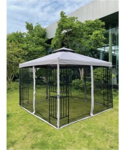 Outdoor Expressions 13 Ft. x 13 Ft. Gray & Matte Black Steel Gazebo
