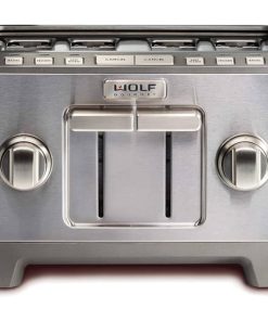 Wolf Gourmet Stainless Steel 4-Slice Toaster w/ Black & Brushed Silver Knobs