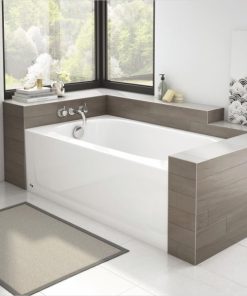 Briggs Pendant 54 54 In. L x 30 In. W x 15 In. D Left Drain Bathtub In White