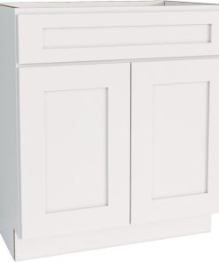 CraftMark Plymouth Shaker 30 In. W x 24 In. D x 34.5 In. H White Sink Base Kitchen Cabinet