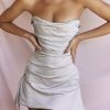 Jasmine Oyster Draped Strapless Corset Dress