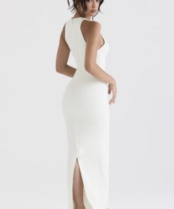 Eleanora Ivory Plunge Maxi Dress
