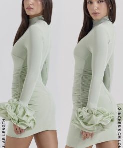 Camilla Pistachio Ruffle Cuff Mini Dress