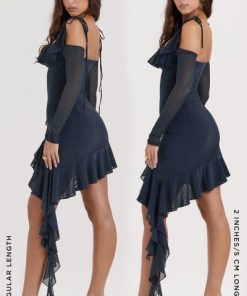 Kiki French Navy Ruffle Mini Dress