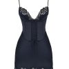 Soraya Navy Satin Slip Dress