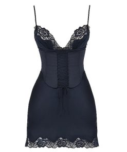 Soraya Navy Satin Slip Dress