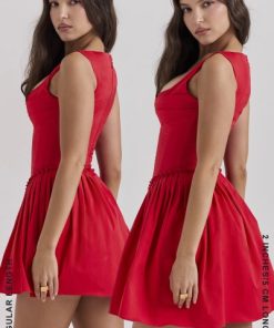 Cupid Scarlet Pleated Mini Dress