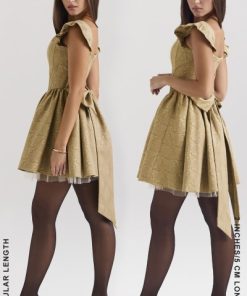 Saasha Gold Jacquard Mini Dress