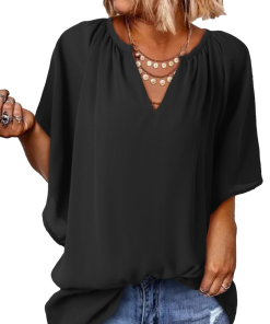 Women's Lightweight V Neck Flowy Blouse (Buy 3 Free Shipping)
