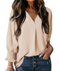 Women's Casual 3/4 Sleeve V Neck Basic Tops (Buy 3 Free Shipping)