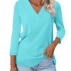 Women's 3/4 Length Sleeves V Neck Basic Tops (Buy 3 Free Shipping)