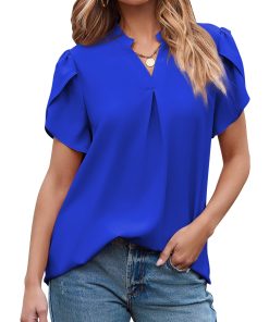 Women's Dressy Casual V Neck Cute Loose Petal Short Sleeve T-Shirts (Buy 3 Free Shipping)
