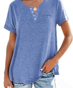 Fashion Solid Color Pocket Short Sleeve T-Shirt (Buy 3 Free Shipping)