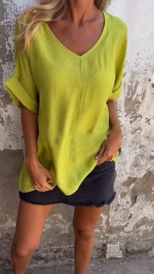 Women's V-neck Mid-sleeve Casual Top (Buy 3 Free Shipping)