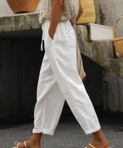 Women's Pure Color Elegant Casual Cotton Pants