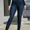 Elastic High Rise Skinny Jeans