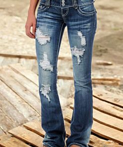 Vintage Low Waist Ripped Button Up Jeans