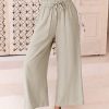 Women's High Waist Drawstring Wide Leg Linen Pants