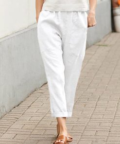 Linen-cotton Women's Large Size Loose Pants