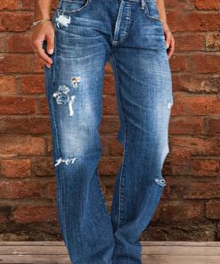 Ripped Low Waist Straight Leg Jeans(Buy 2 Free Shipping)
