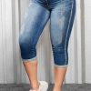 Ripped Roll Up Hem Capris Jeans