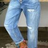 Ripped Button Up Low Waist Jeans