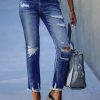 Washed Frayed Fringed Jeans