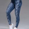 Double-button Ripped Skinny Stretch Jeans