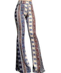 Women's Flare Wide Leg Print Full Length Pants