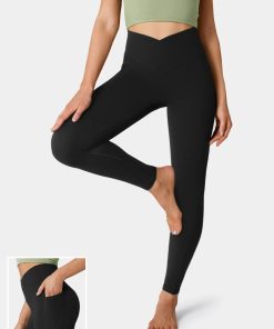 Crossover Pocket Plain Leggings