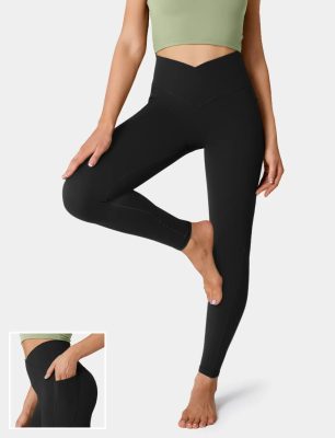 Crossover Pocket Plain Leggings