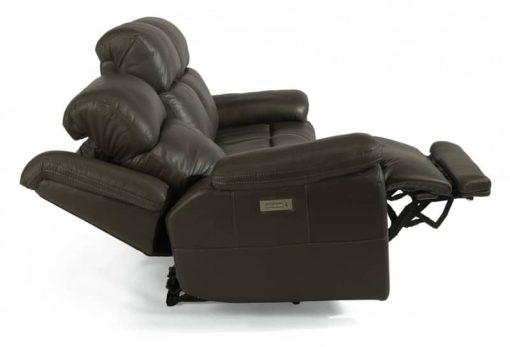 Flexsteel Elijah Leather Power Reclining Sofa With Power Headrests & Lumbar - Image 3