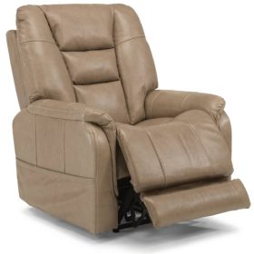 Flexsteel Theo Leather Power Recliner With Power Headrest & Lumbar - Image 2