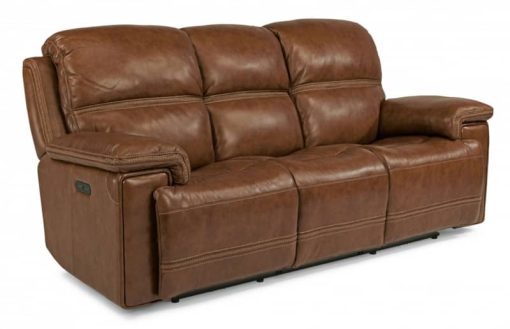 Flexsteel Fenwick Leather Power Reclining Sofa With Power Headrests