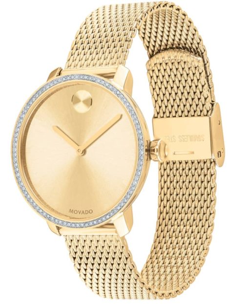 Movado BOLD Shimmer Yellow Gold-Tone Dial & Mesh Bracelet Watch, 34mm - Image 2