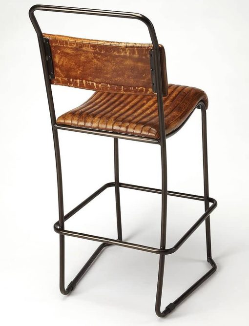 Butler Specialty Company Vega Brown Leather Bar Stool - Image 2