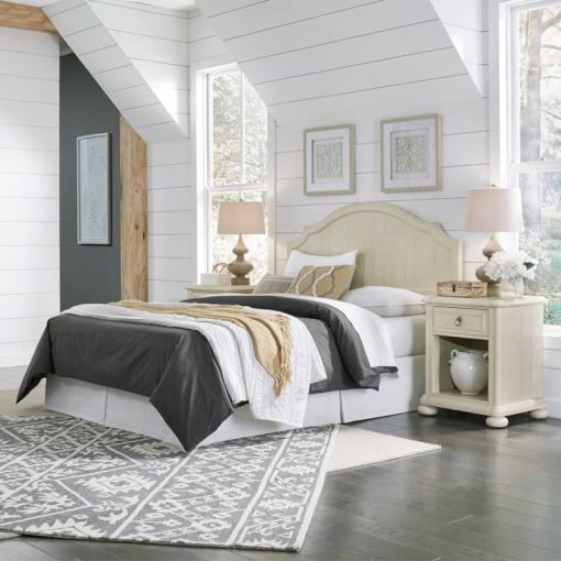 Homestyles Provence Antiqued White Queen/Full Headboard And 2 Nightstands - Image 2