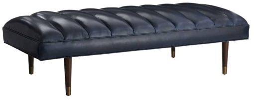 Arteriors Christophe Bench Indigo Leather Dark Walnut - Image 2
