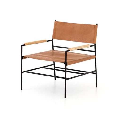 Four Hands Bishop Collection Chestnut Brown Jack Leather Chair