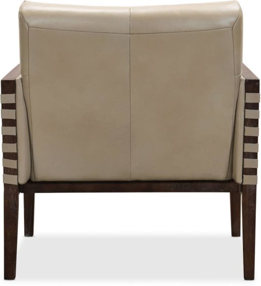 Hooker Furniture Living Room Carverdale Beige Leather Club Chair With Wood Frame - Image 2